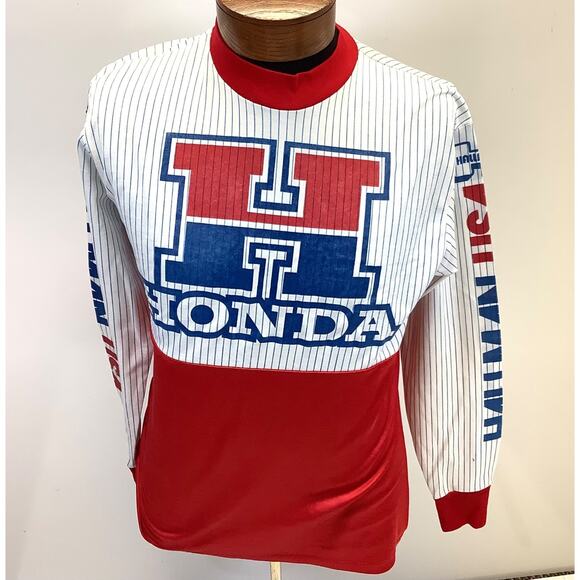Vtg 70/80s Hallman Racing USA Honda Racing Jersey Shirt Motocross Long Sleeve Lg - Picture 1 of 8